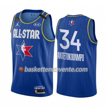 Maillot Basket Milwaukee Bucks Giannis Antetokounmpo 34 2020 All-Star Jordan Brand Bleu Swingman - Homme